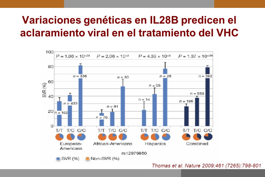 Variaciones genéticas en IL28B predicen el aclaramiento viral en el tratamiento del VHC