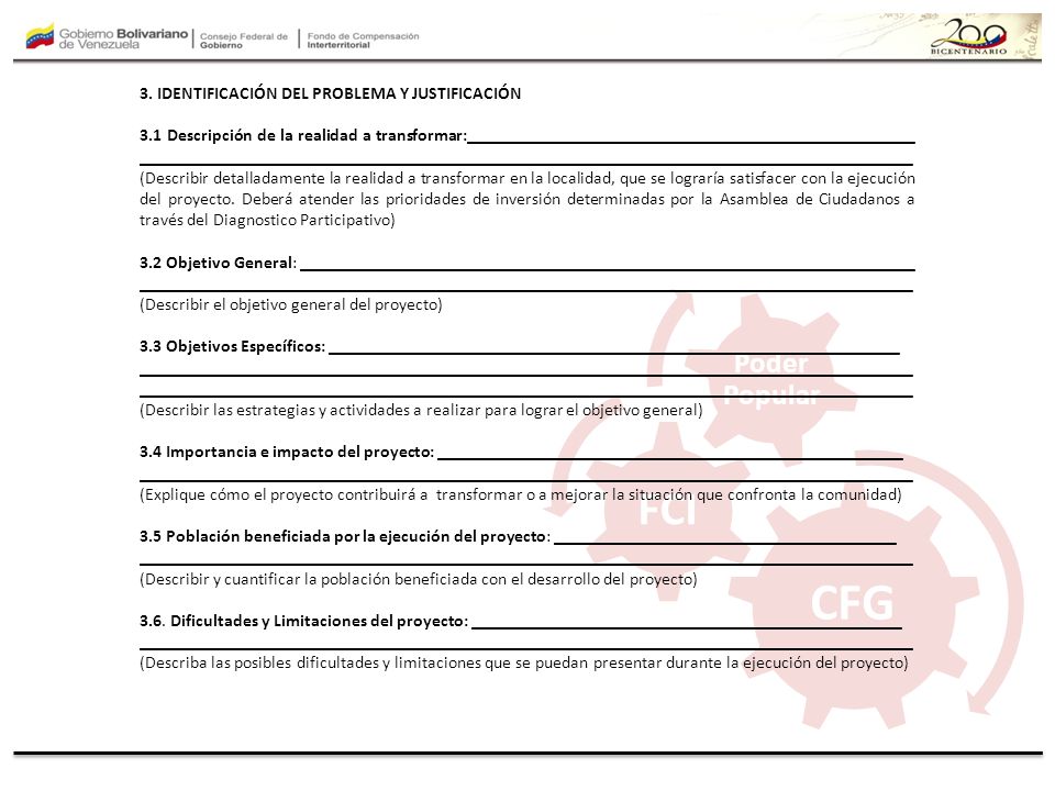 CFG FCI Poder Popular 3. IDENTIFICACIÓN DEL PROBLEMA Y JUSTIFICACIÓN