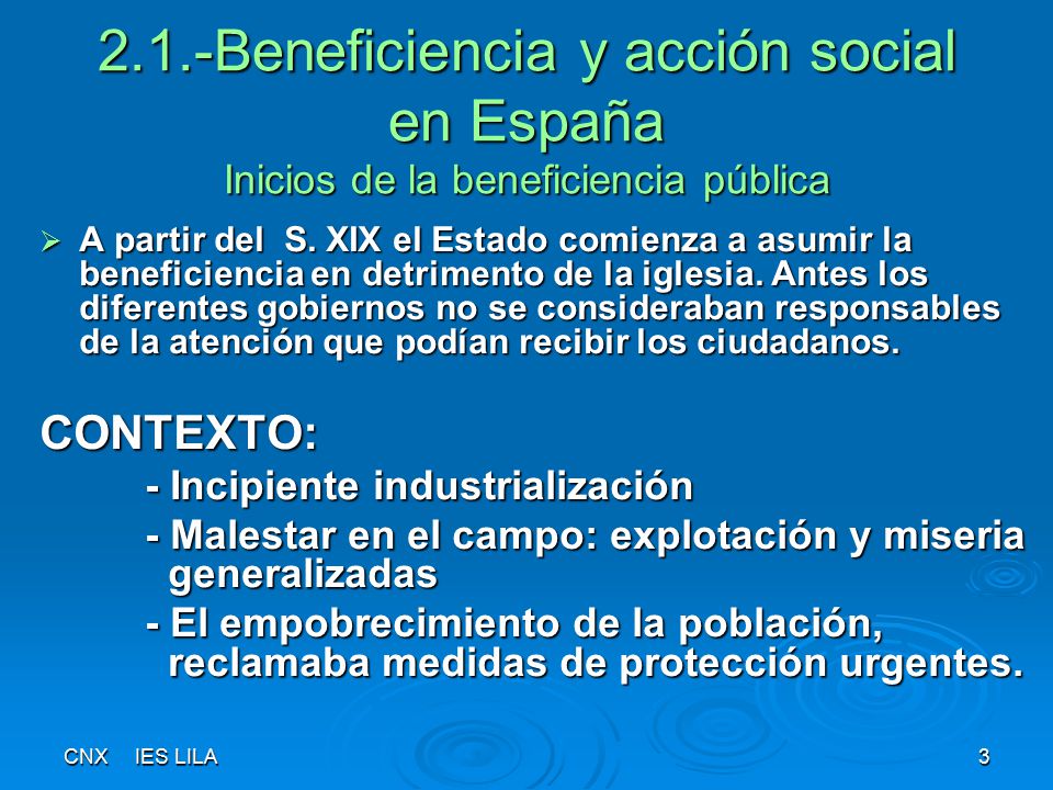 2.1.-Beneficiencia y acción social en España Inicios de la beneficiencia pública