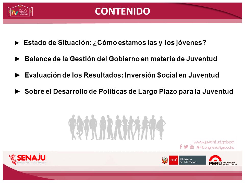 CONTENIDO Balance de la Gestión del Gobierno en materia de Juventud