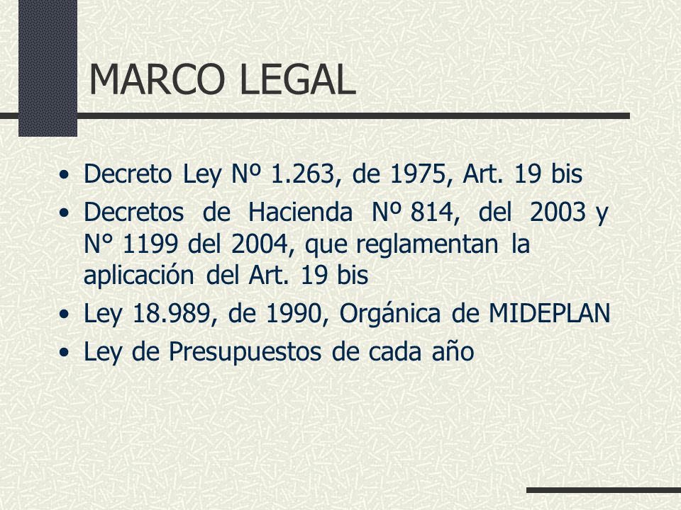 MARCO LEGAL Decreto Ley Nº 1.263, de 1975, Art. 19 bis