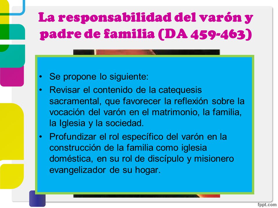 La responsabilidad del varón y padre de familia (DA )