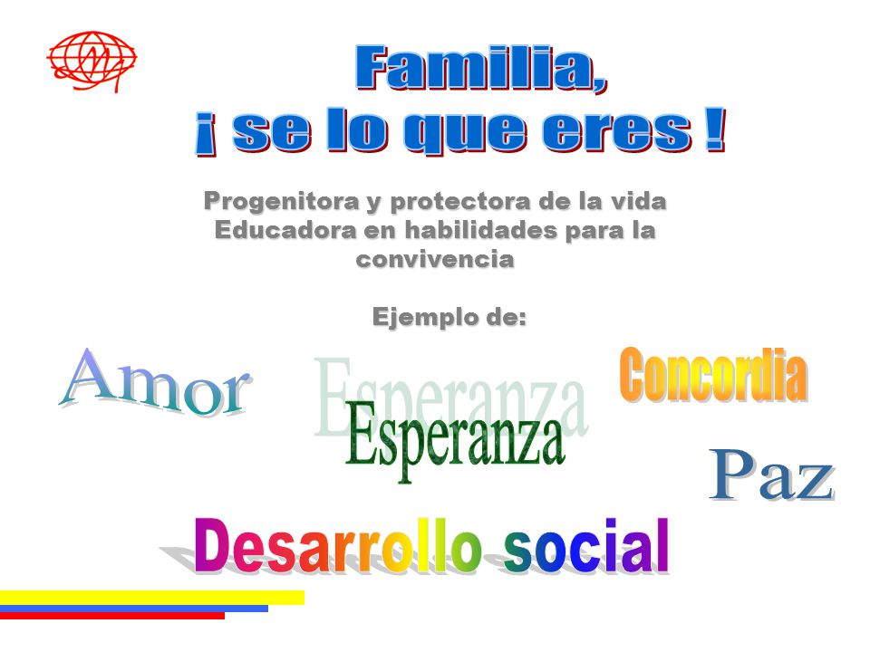 Familia, ¡ se lo que eres ! Amor Concordia Esperanza Paz