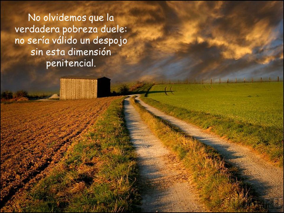 No olvidemos que la verdadera pobreza duele: no sería válido un despojo sin esta dimensión penitencial.