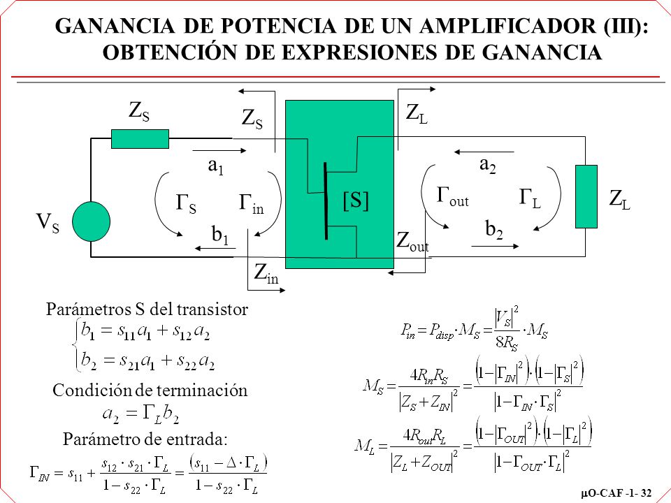 GANANCIA DE POTENCIA DE UN AMPLIFICADOR (III): OBTENCIÓN DE EXPRESIONES DE GANANCIA