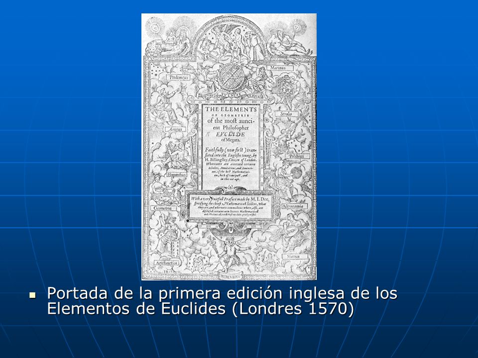 Portada de la primera edición inglesa de los Elementos de Euclides (Londres 1570)