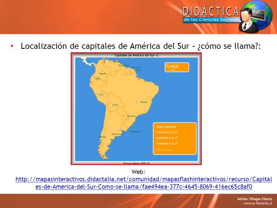 Localización de capitales de América del Sur - ¿cómo se llama :