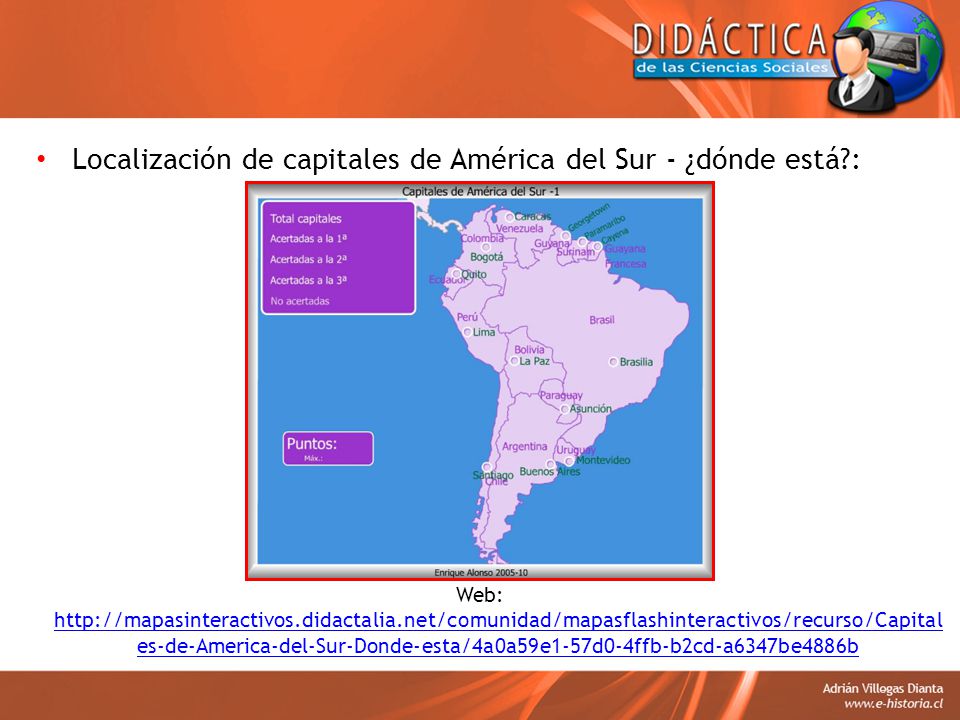 Localización de capitales de América del Sur - ¿dónde está :