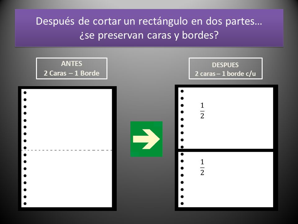 Después de cortar un rectángulo en dos partes… ¿se preservan caras y bordes