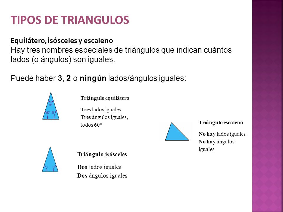 TIPOS DE TRIANGULOS Equilátero, isósceles y escaleno