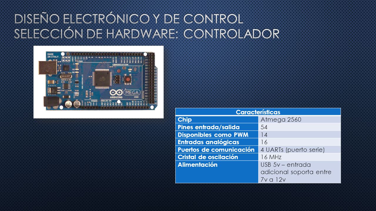 Diseño electrónico y de control selección de hardware: controlador