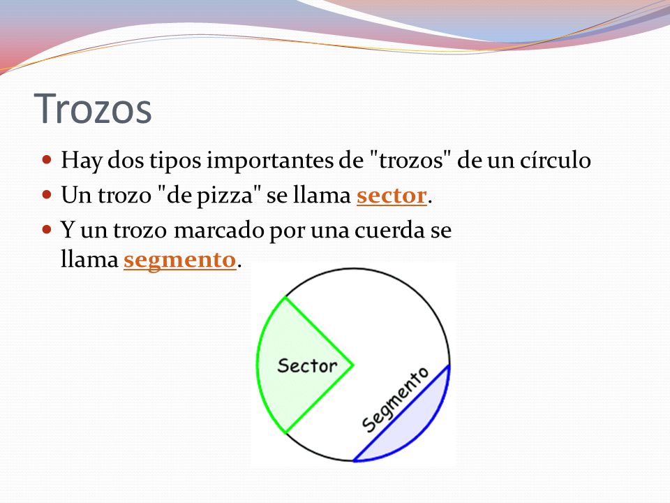 Trozos Hay dos tipos importantes de trozos de un círculo