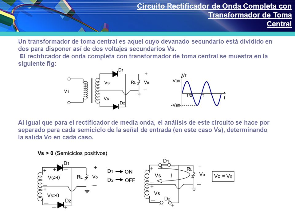 Circuito Rectificador de Onda Completa con Transformador de Toma