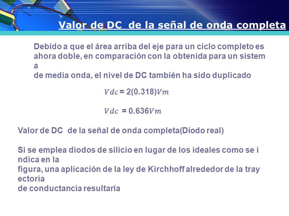 Valor de DC de la señal de onda completa
