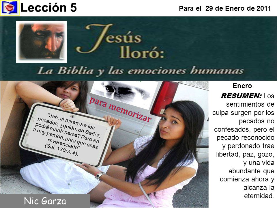 Lección 5 para memorizar Nic Garza Para el 29 de Enero de 2011