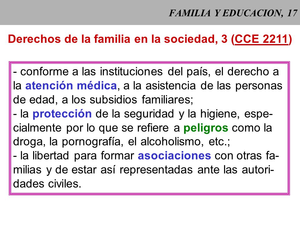 Derechos de la familia en la sociedad, 3 (CCE 2211)