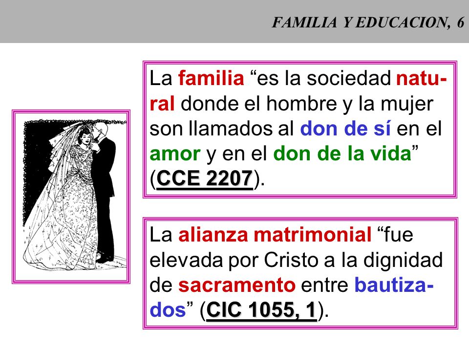 La familia es la sociedad natu- ral donde el hombre y la mujer