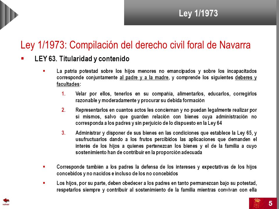 Ley 1/1973: Compilación del derecho civil foral de Navarra