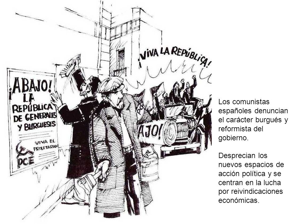 Los comunistas españoles denuncian el carácter burgués y reformista del gobierno.