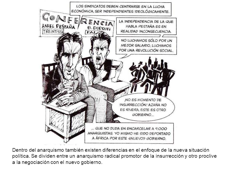 Dentro del anarquismo también existen diferencias en el enfoque de la nueva situación política.