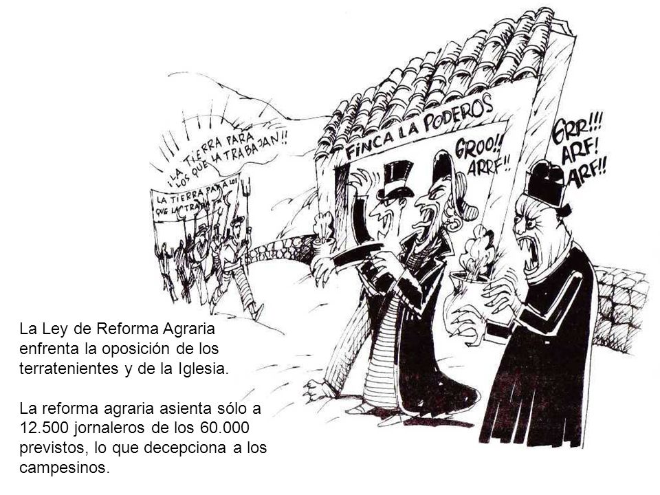 La Ley de Reforma Agraria enfrenta la oposición de los terratenientes y de la Iglesia.