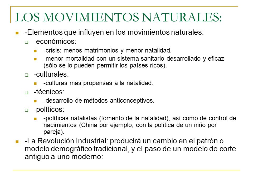 LOS MOVIMIENTOS NATURALES: