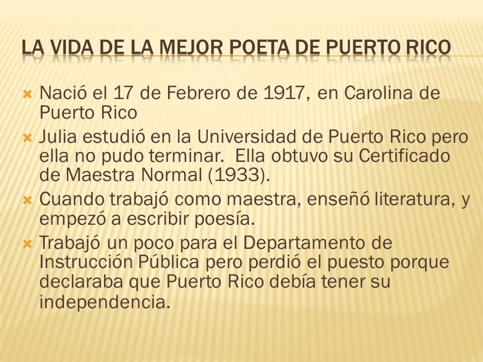 La Vida de la mejor poeta de Puerto Rico