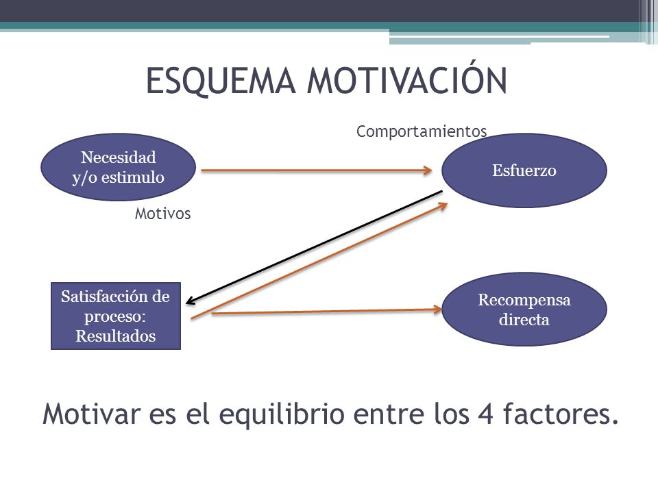 ESQUEMA MOTIVACIÓN Motivar es el equilibrio entre los 4 factores.