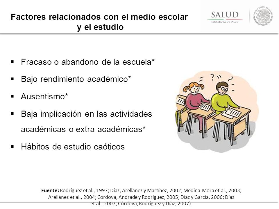 Factores relacionados con el medio escolar y el estudio