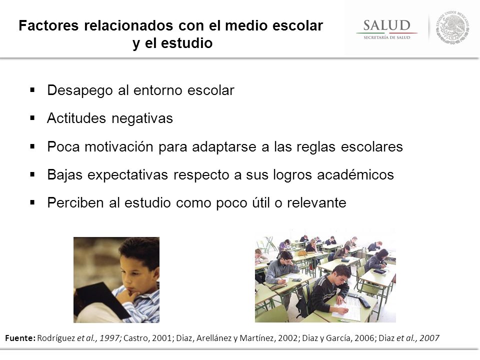 Factores relacionados con el medio escolar y el estudio