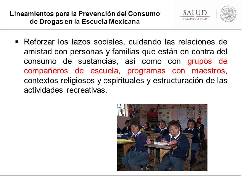 Lineamientos para la Prevención del Consumo de Drogas en la Escuela Mexicana