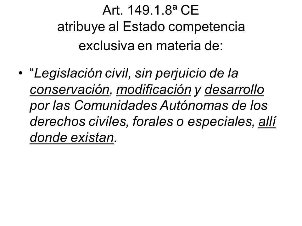 Art ª CE atribuye al Estado competencia exclusiva en materia de: