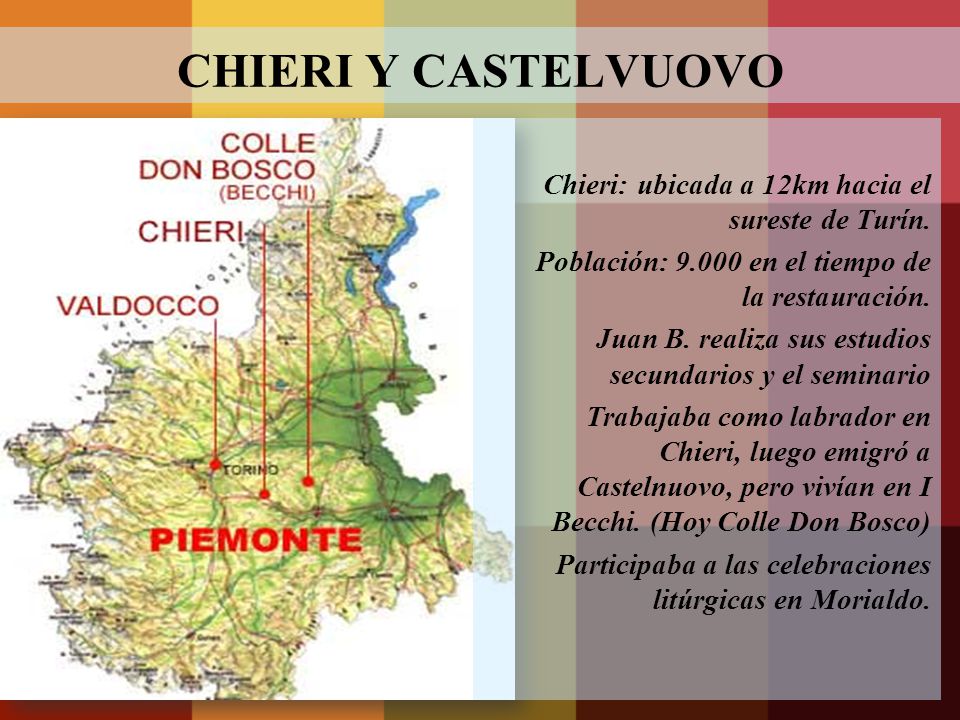 CHIERI Y CASTELVUOVO Chieri: ubicada a 12km hacia el sureste de Turín.