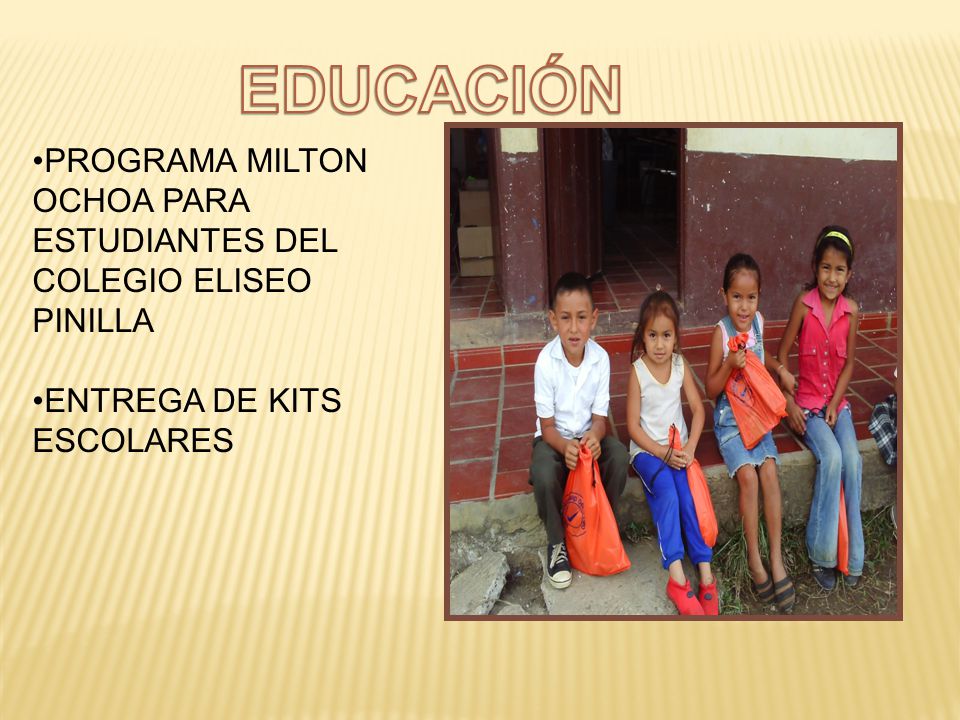 EDUCACIÓN PROGRAMA MILTON OCHOA PARA ESTUDIANTES DEL COLEGIO ELISEO PINILLA.