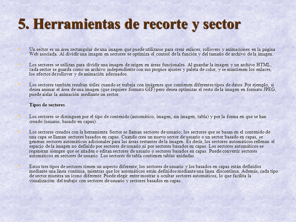 5. Herramientas de recorte y sector