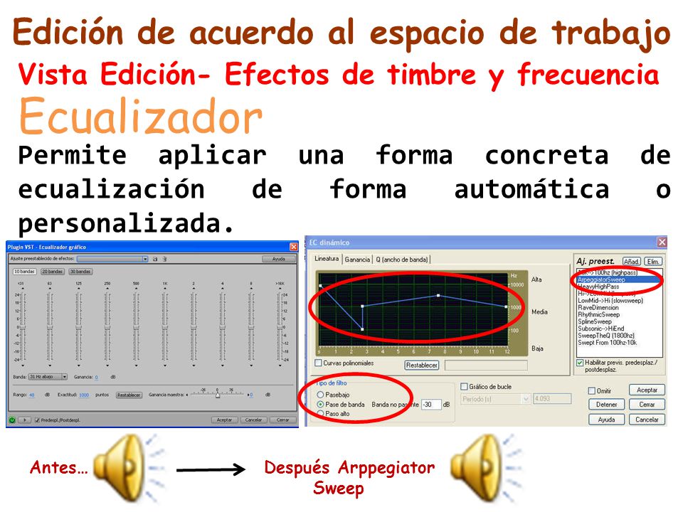 Edición de acuerdo al espacio de trabajo Después Arppegiator Sweep
