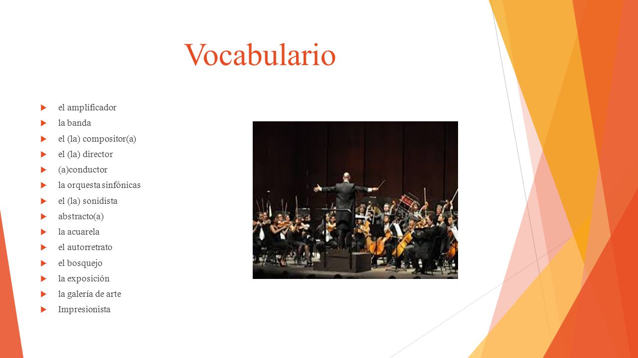 Vocabulario el amplificador la banda el (la) compositor(a)