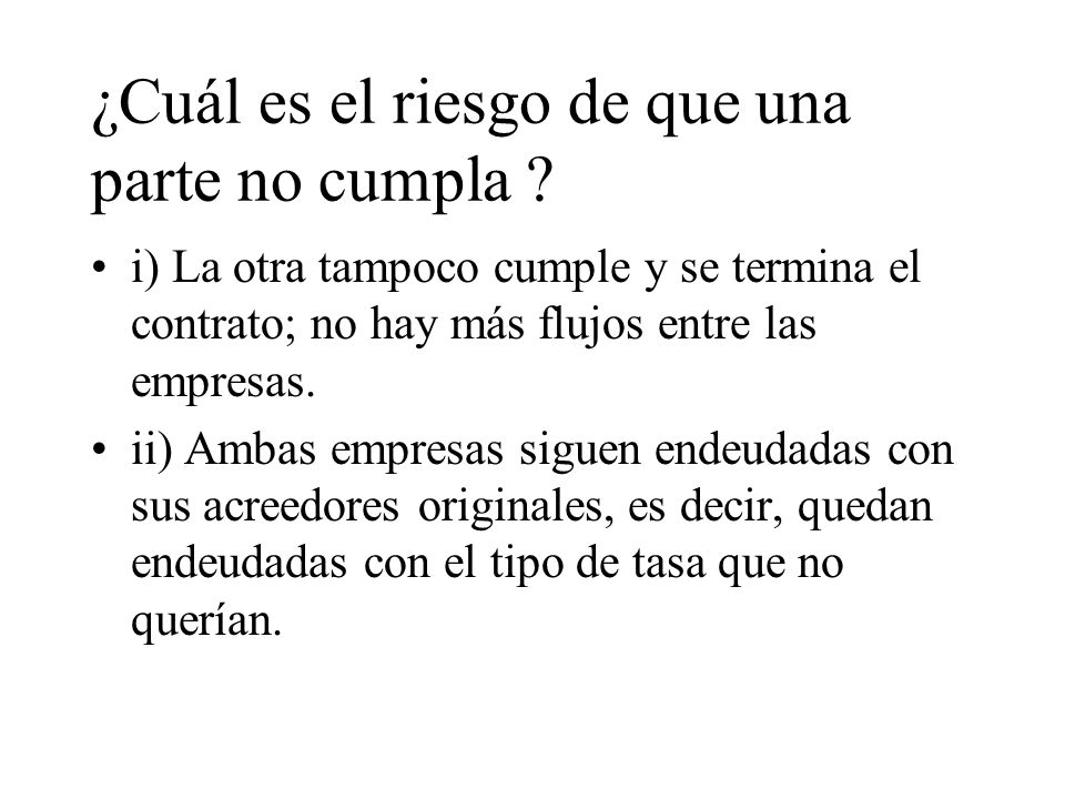 ¿Cuál es el riesgo de que una parte no cumpla