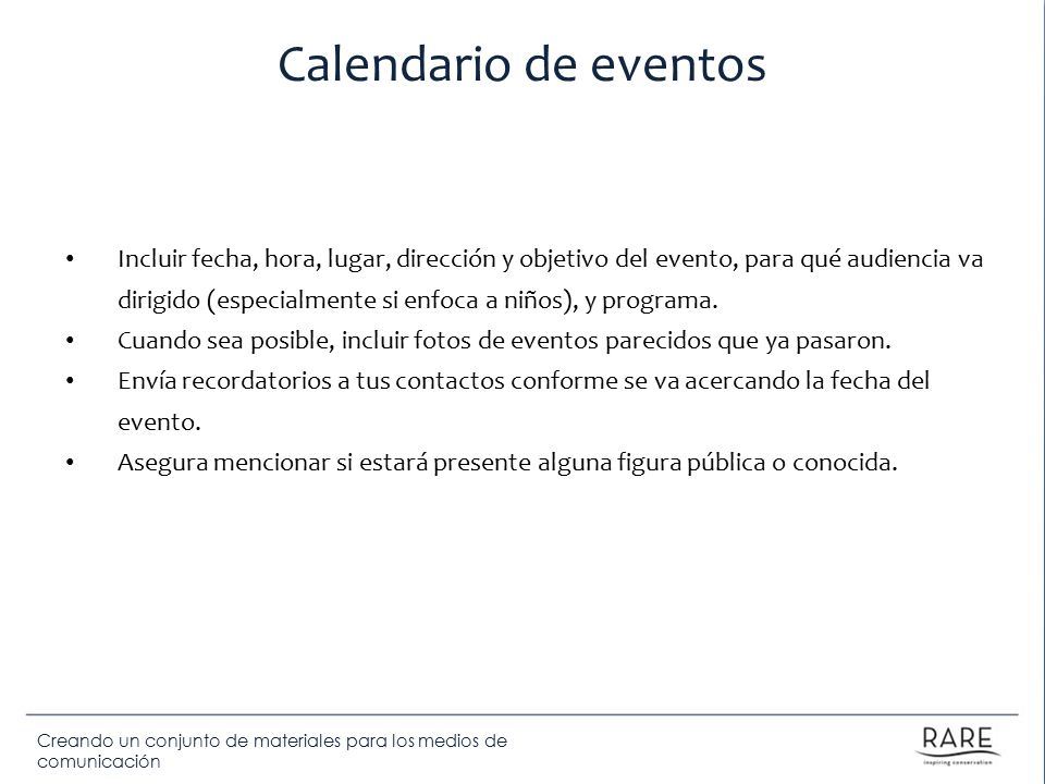 Calendario de eventos