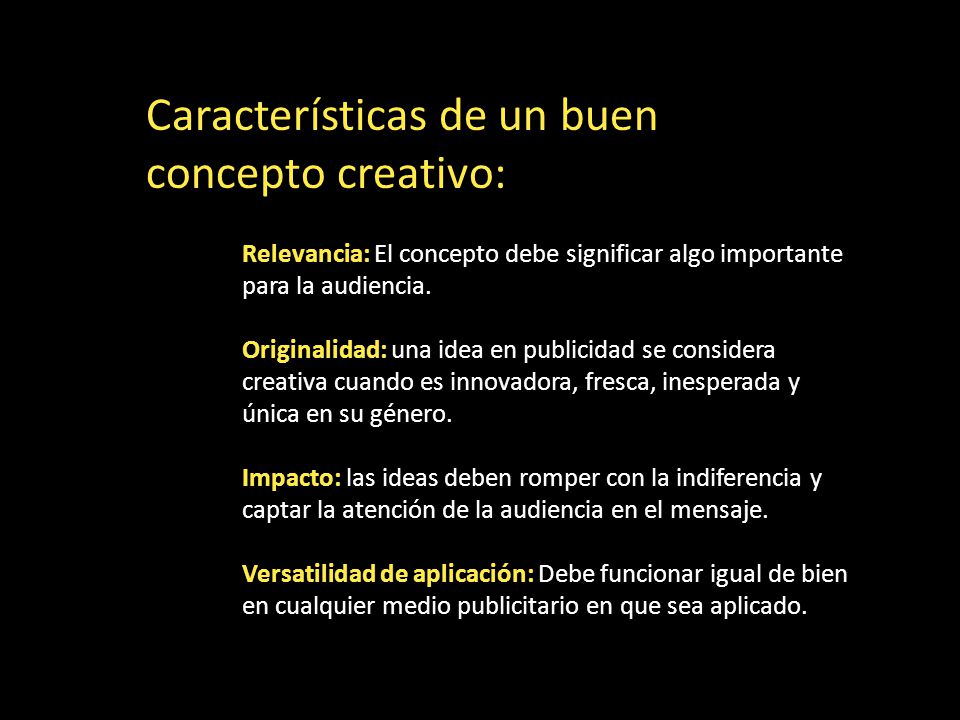 Características de un buen concepto creativo: