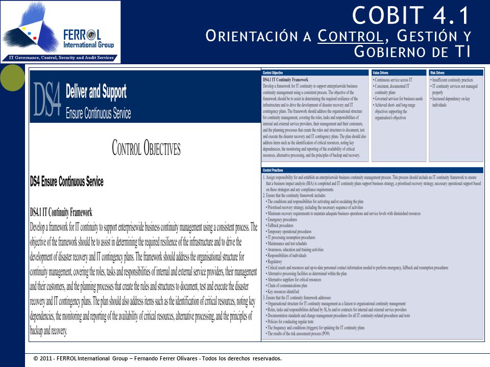 COBIT 4.1 Orientación a Control, Gestión y Gobierno de TI