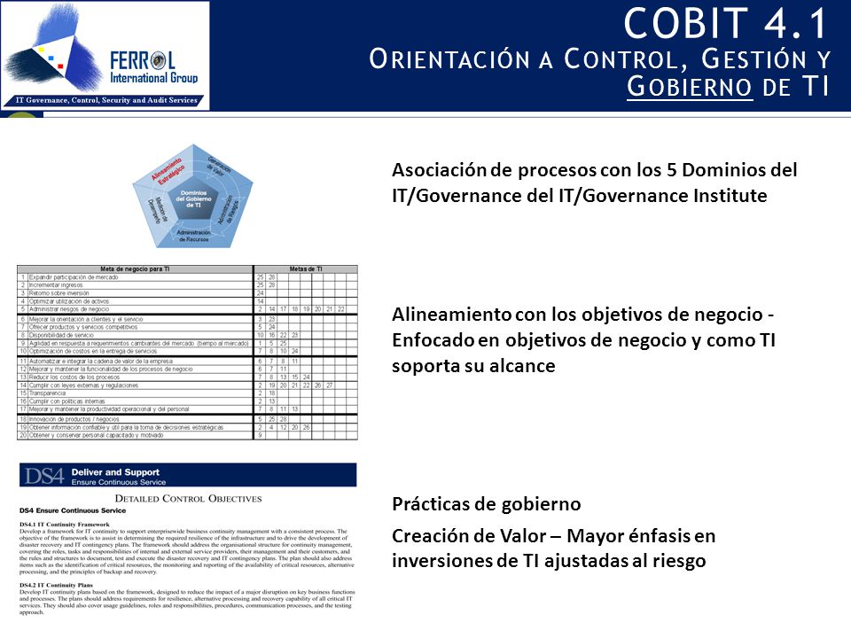 COBIT 4.1 Orientación a Control, Gestión y Gobierno de TI