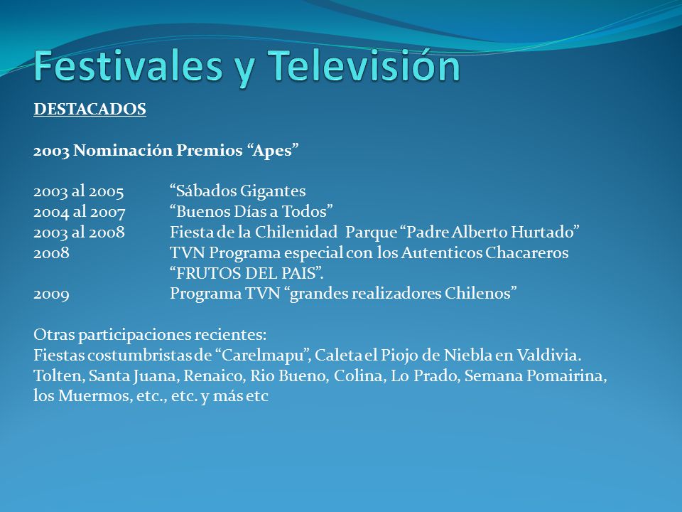 Festivales y Televisión