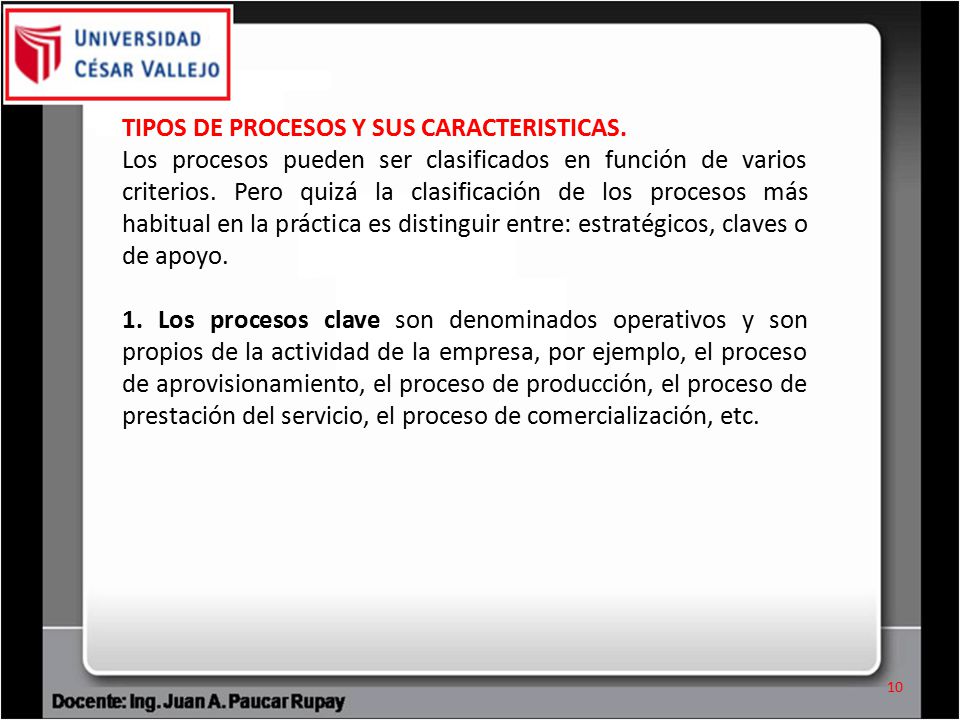 TIPOS DE PROCESOS Y SUS CARACTERISTICAS.
