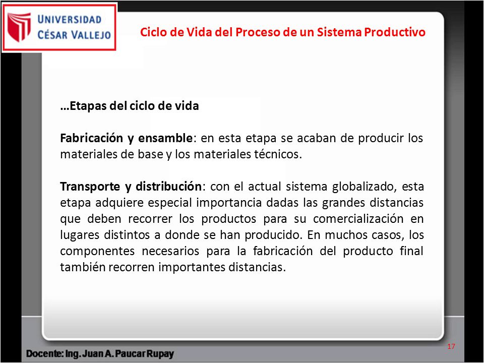 Ciclo de Vida del Proceso de un Sistema Productivo