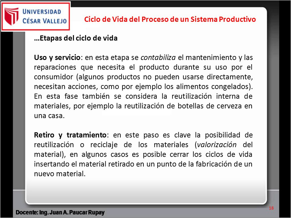 Ciclo de Vida del Proceso de un Sistema Productivo