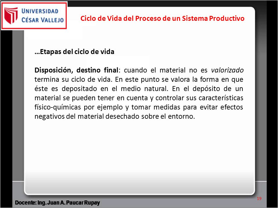 Ciclo de Vida del Proceso de un Sistema Productivo
