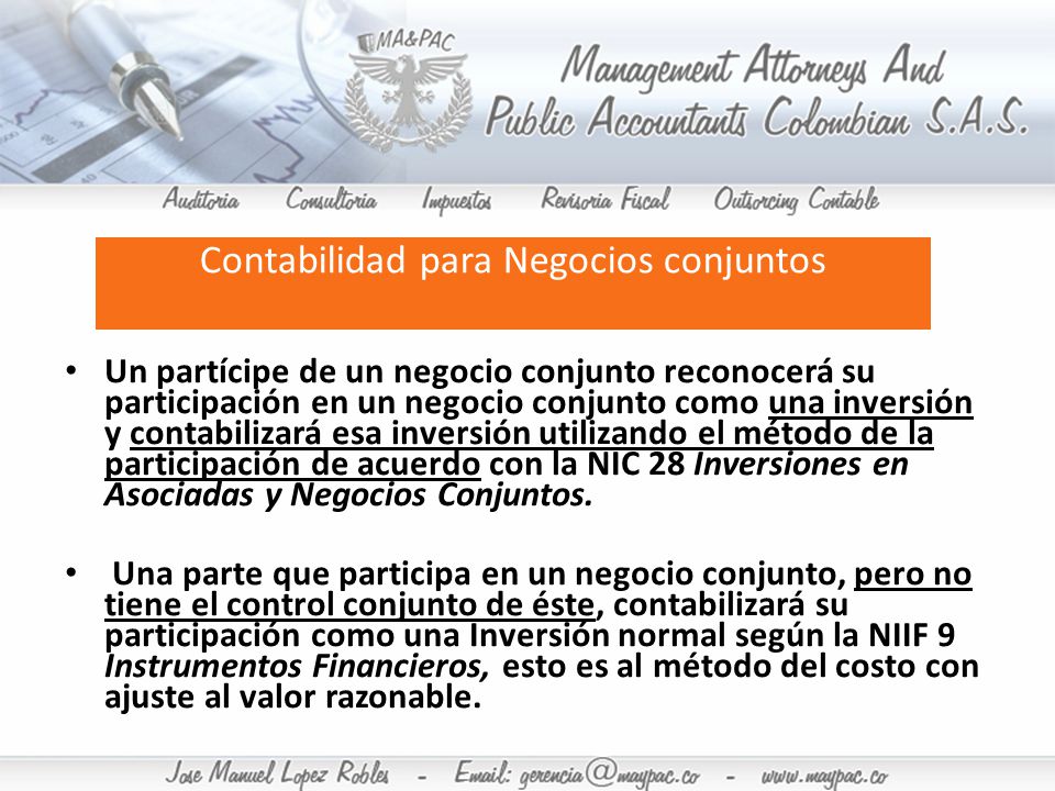 Contabilidad para Negocios conjuntos