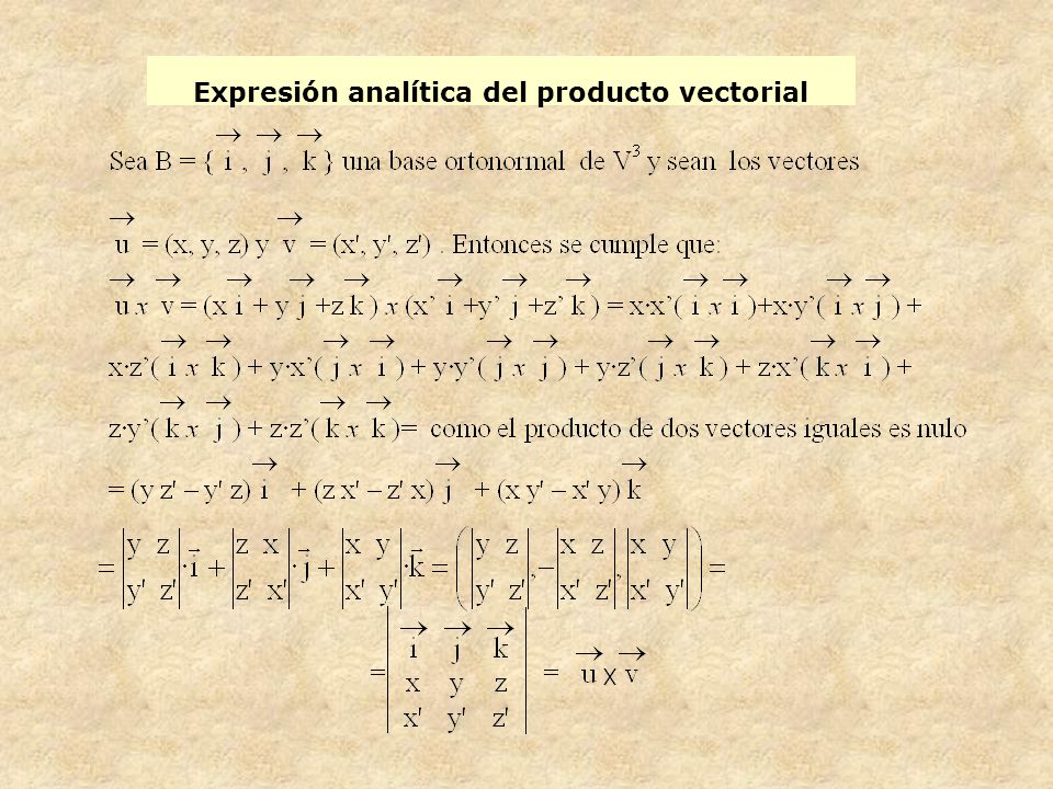 Expresión analítica del producto vectorial