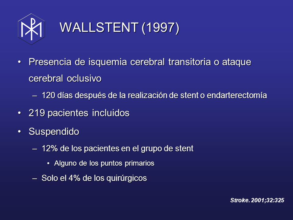 WALLSTENT (1997) Presencia de isquemia cerebral transitoria o ataque cerebral oclusivo.